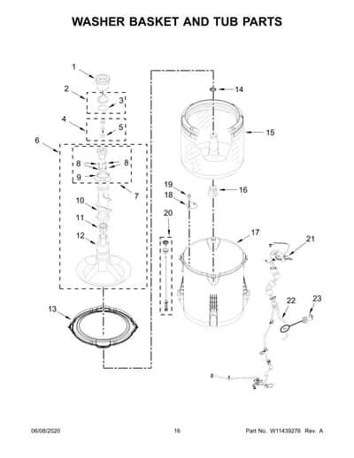 WASHER BASKET AND TUB PARTS