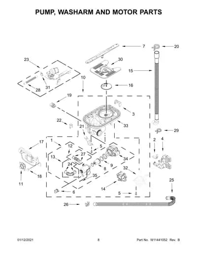 PUMP, WASHARM AND MOTOR PARTS