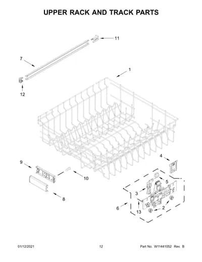 UPPER RACK AND TRACK PARTS
