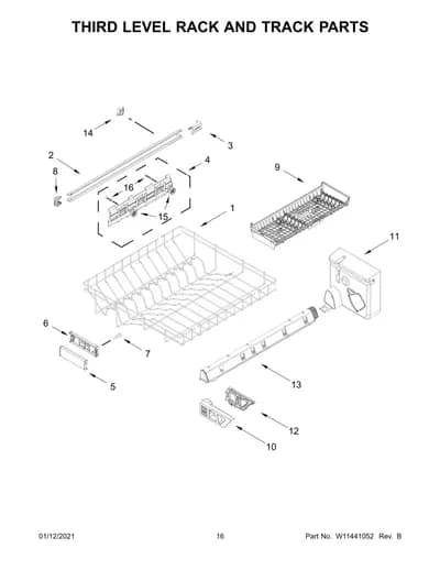 THIRD LEVEL RACK AND TRACK PARTS