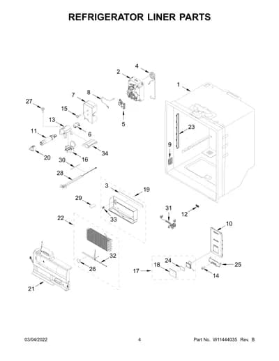 REFRIGERATOR LINER PARTS