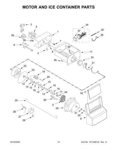MOTOR AND ICE CONTAINER PARTS