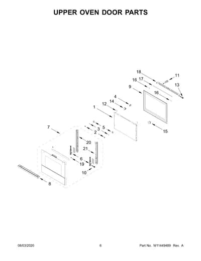 UPPER OVEN DOOR PARTS