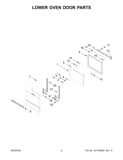 LOWER OVEN DOOR PARTS