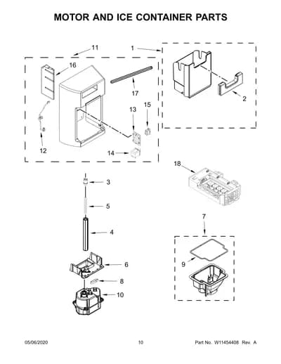 MOTOR AND ICE CONTAINER PARTS