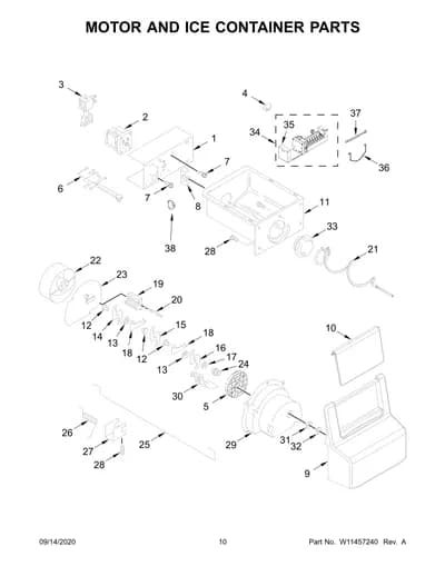 MOTOR AND ICE CONTAINER PARTS