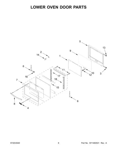 LOWER OVEN DOOR PARTS