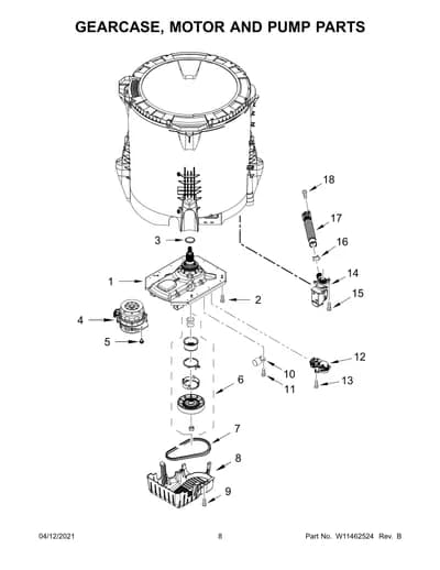 GEARCASE, MOTOR AND PUMP PARTS