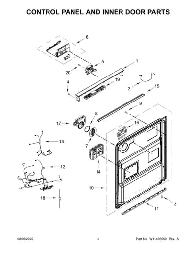 CONTROL PANEL AND INNER DOOR PARTS