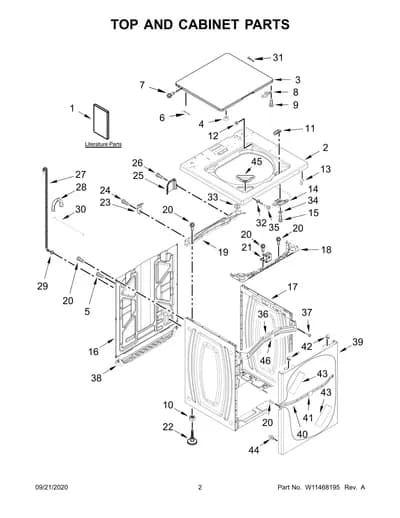 TOP AND CABINET PARTS
