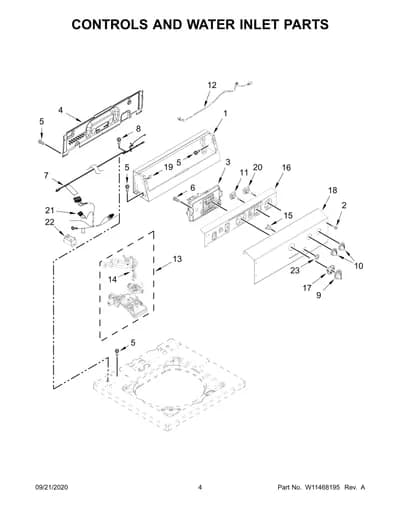 CONTROLS AND WATER INLET PARTS