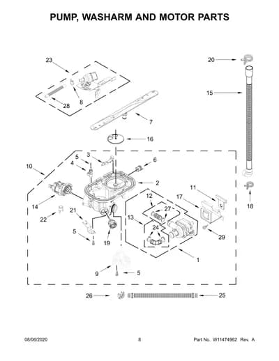 PUMP, WASHARM AND MOTOR PARTS