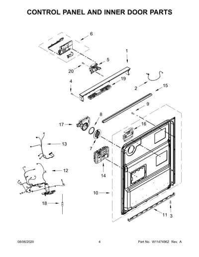 CONTROL PANEL AND INNER DOOR PARTS