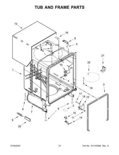 TUB AND FRAME PARTS