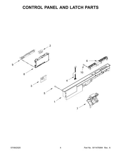 CONTROL PANEL AND LATCH PARTS