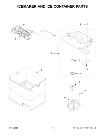 ICEMAKER AND ICE CONTAINER PARTS