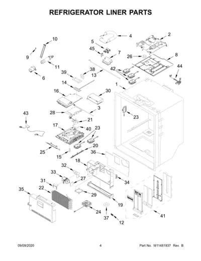 REFRIGERATOR LINER PARTS