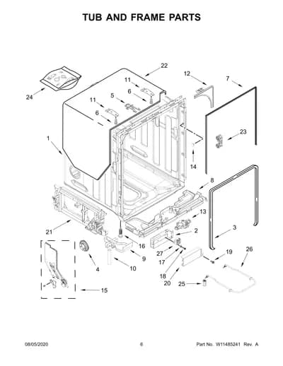 TUB AND FRAME PARTS