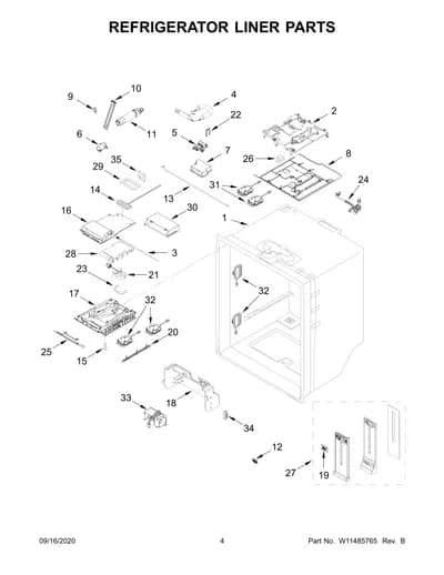 REFRIGERATOR LINER PARTS