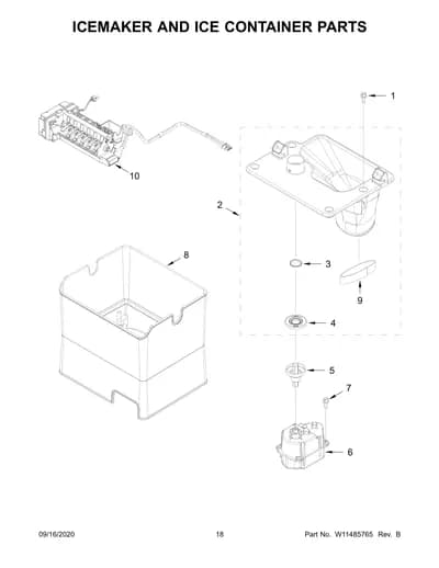 ICEMAKER AND ICE CONTAINER PARTS