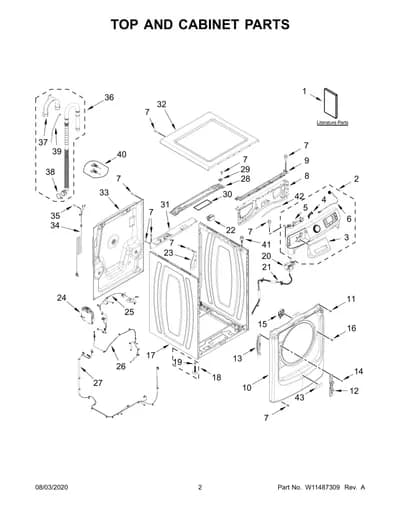 TOP AND CABINET PARTS