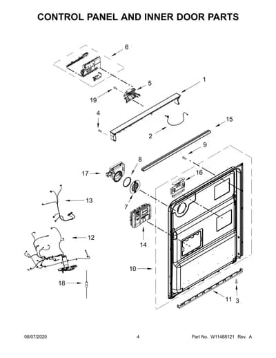 CONTROL PANEL AND INNER DOOR PARTS