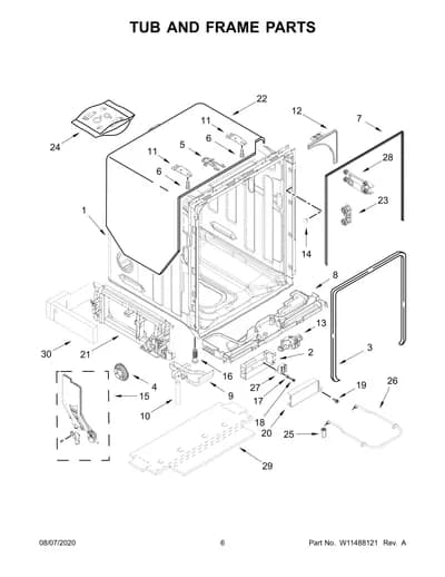 TUB AND FRAME PARTS