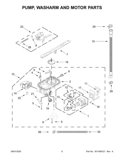 PUMP, WASHARM AND MOTOR PARTS