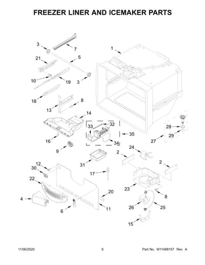 FREEZER LINER AND ICEMAKER PARTS