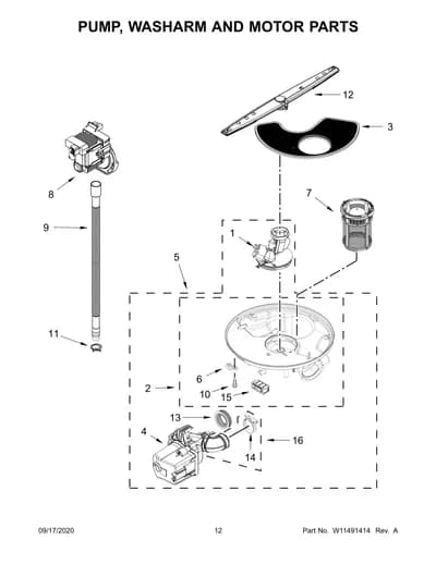 PUMP, WASHARM AND MOTOR PARTS