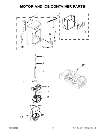 MOTOR AND ICE CONTAINER PARTS