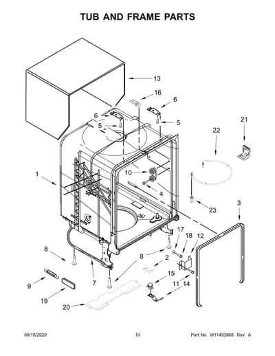 TUB AND FRAME PARTS