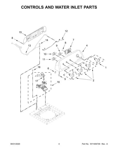CONTROLS AND WATER INLET PARTS