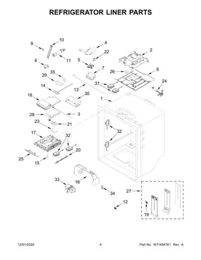REFRIGERATOR LINER PARTS