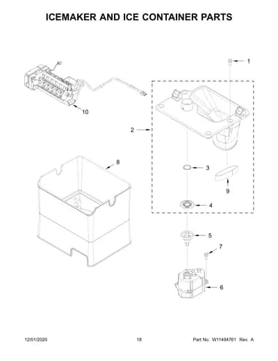 ICEMAKER AND ICE CONTAINER PARTS