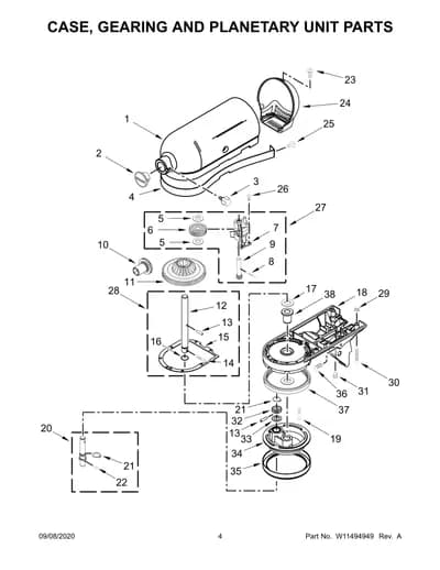 CASE, GEARING AND PLANETARY UNIT PARTS