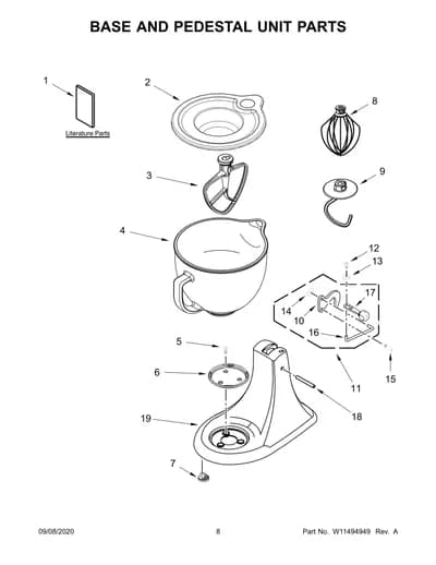 BASE AND PEDESTAL UNIT PARTS