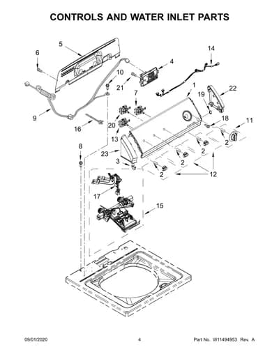 CONTROLS AND WATER INLET PARTS
