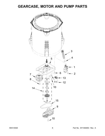 GEARCASE, MOTOR AND PUMP PARTS
