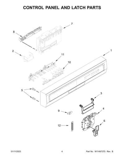 CONTROL PANEL AND LATCH PARTS