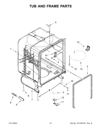 TUB AND FRAME PARTS