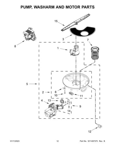 PUMP, WASHARM AND MOTOR PARTS