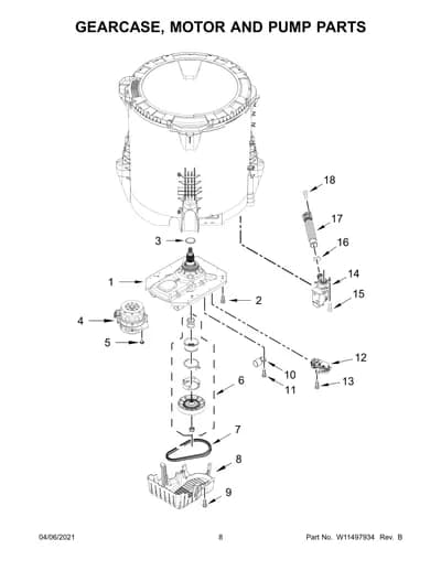 GEARCASE, MOTOR AND PUMP PARTS