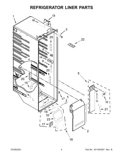REFRIGERATOR LINER PARTS