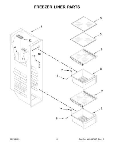 FREEZER LINER PARTS