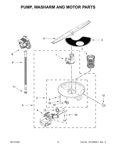 PUMP, WASHARM AND MOTOR PARTS