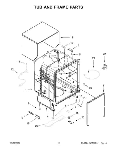 TUB AND FRAME PARTS