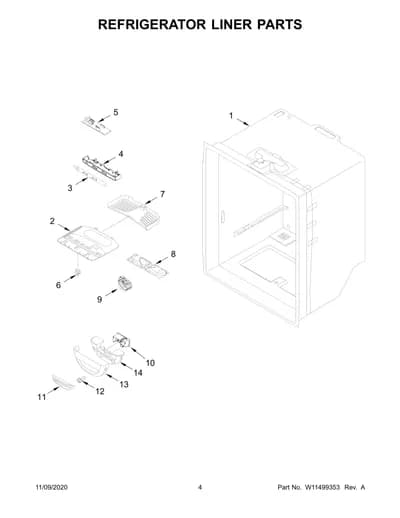 REFRIGERATOR LINER PARTS