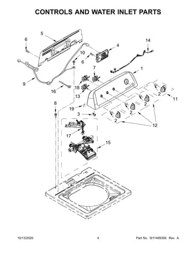 CONTROLS AND WATER INLET PARTS
