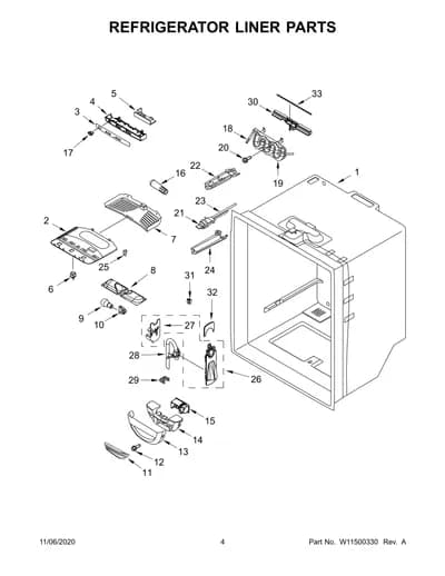REFRIGERATOR LINER PARTS